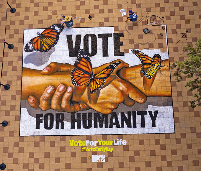 MTV Vote for Humanity street art by Anat Ronen